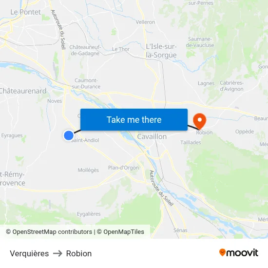Verquières to Robion map