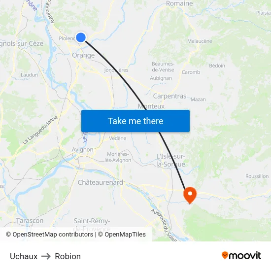 Uchaux to Robion map