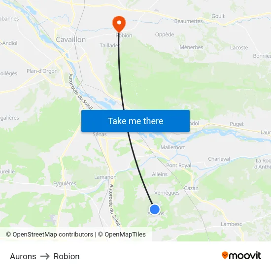 Aurons to Robion map