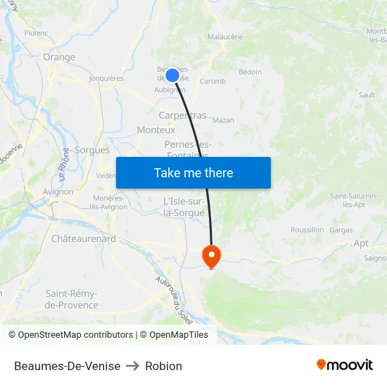 Beaumes-De-Venise to Robion map