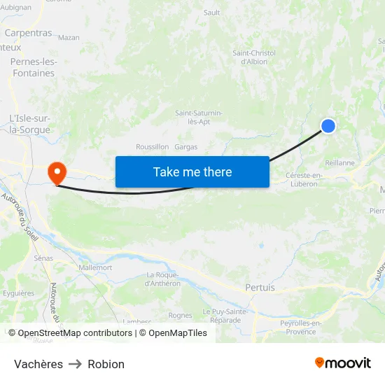 Vachères to Robion map