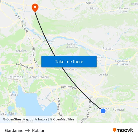 Gardanne to Robion map