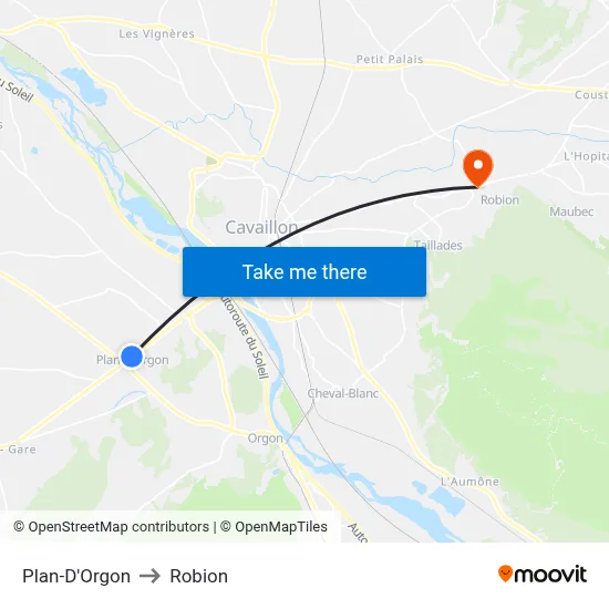 Plan-D'Orgon to Robion map