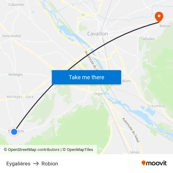 Eygalières to Robion map