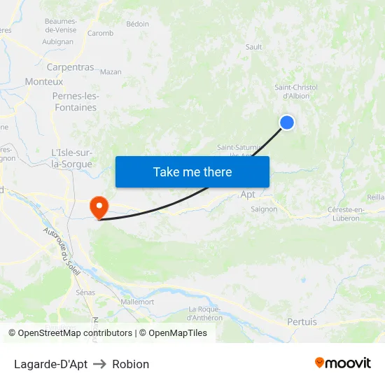 Lagarde-D'Apt to Robion map