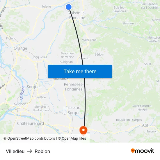 Villedieu to Robion map