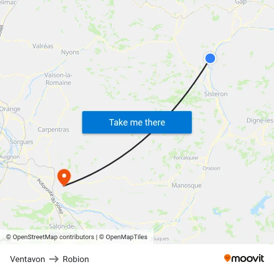 Ventavon to Robion map