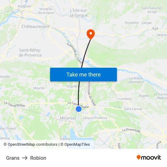Grans to Robion map