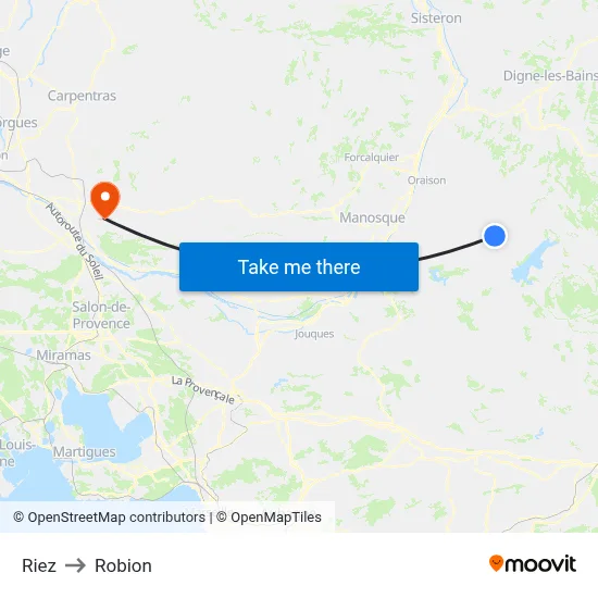 Riez to Robion map