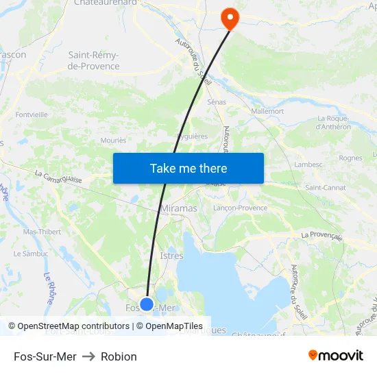 Fos-Sur-Mer to Robion map