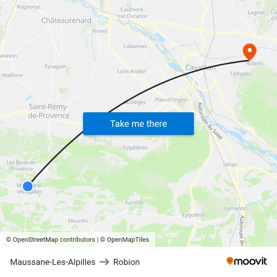 Maussane-Les-Alpilles to Robion map