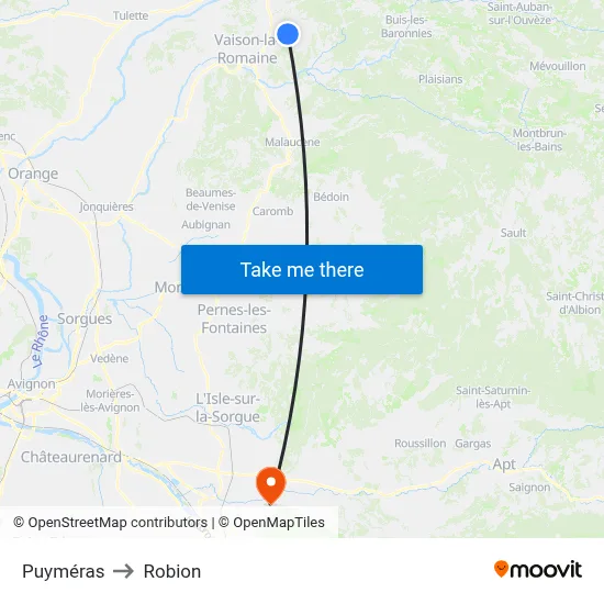 Puyméras to Robion map