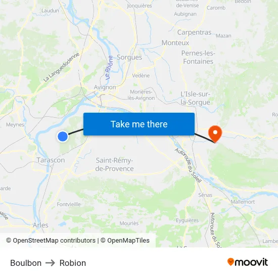 Boulbon to Robion map