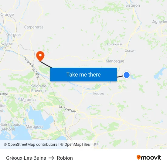 Gréoux-Les-Bains to Robion map