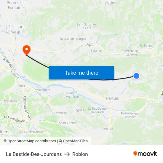 La Bastide-Des-Jourdans to Robion map