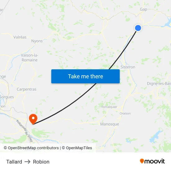 Tallard to Robion map