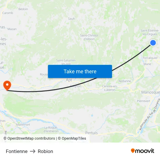Fontienne to Robion map