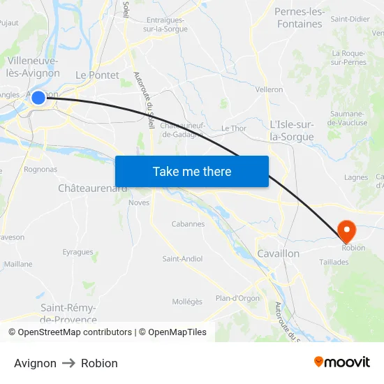 Avignon to Robion map