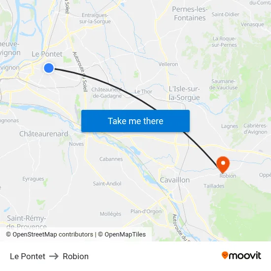 Le Pontet to Robion map