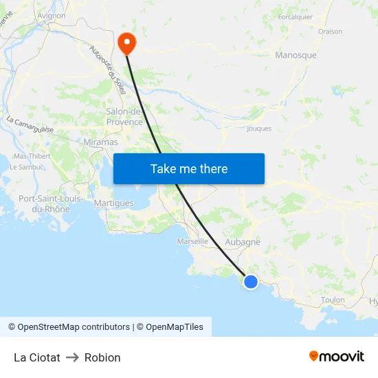La Ciotat to Robion map