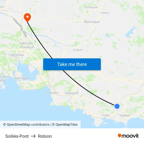 Solliès-Pont to Robion map