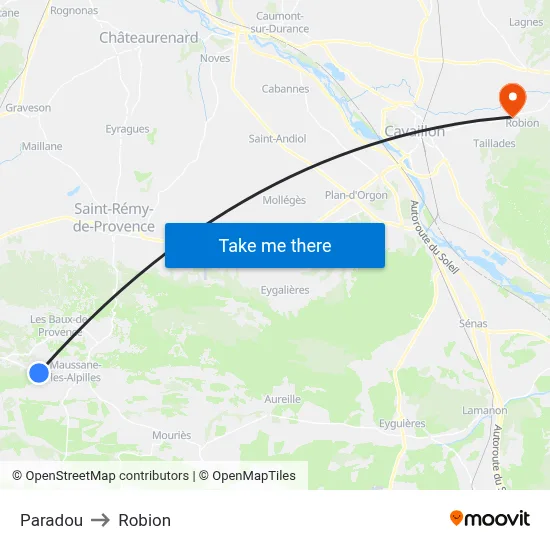 Paradou to Robion map