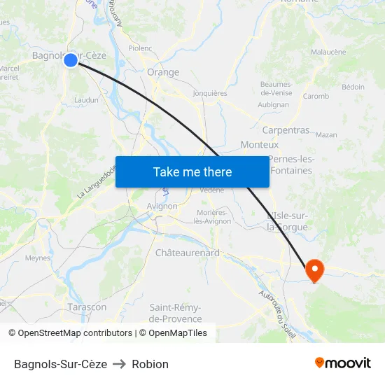 Bagnols-Sur-Cèze to Robion map