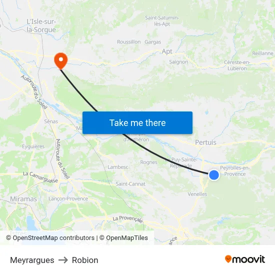 Meyrargues to Robion map