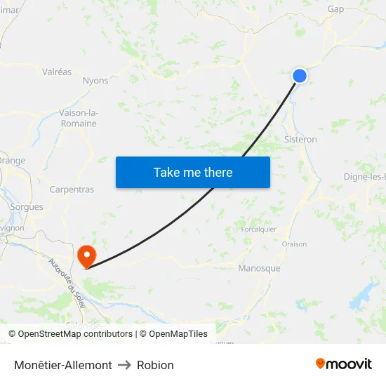 Monêtier-Allemont to Robion map