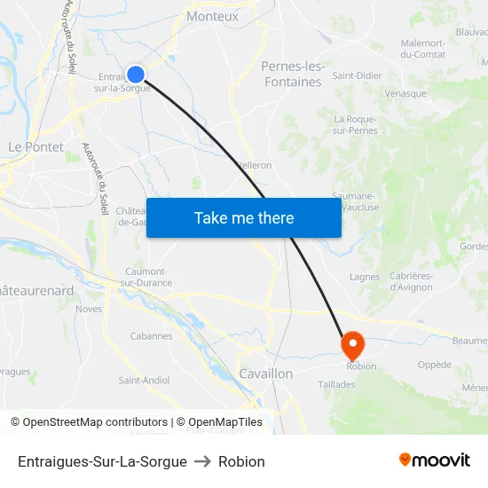 Entraigues-Sur-La-Sorgue to Robion map