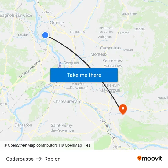 Caderousse to Robion map