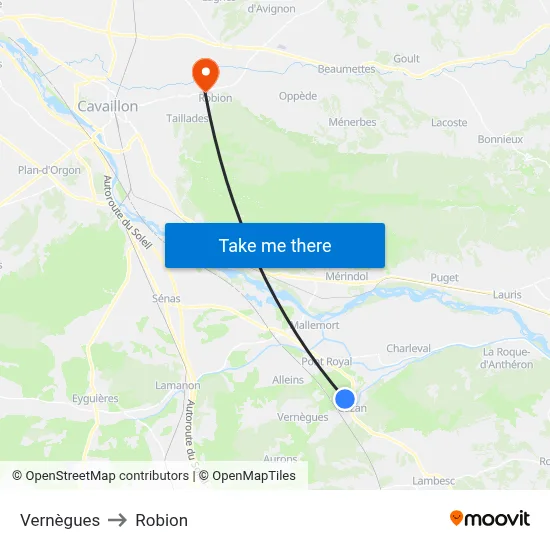 Vernègues to Robion map