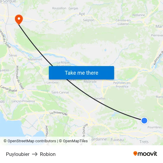 Puyloubier to Robion map