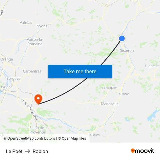 Le Poët to Robion map