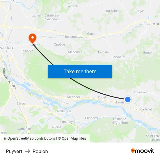 Puyvert to Robion map