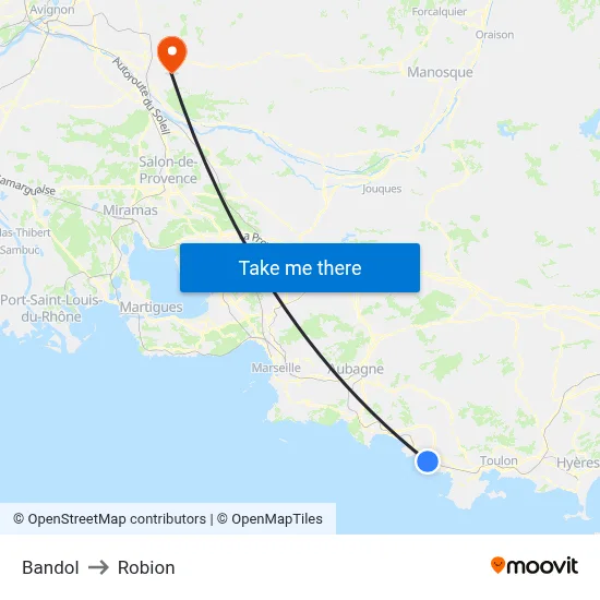Bandol to Robion map