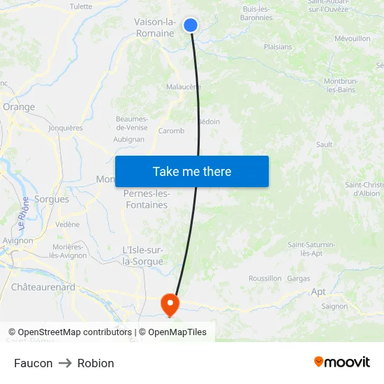 Faucon to Robion map