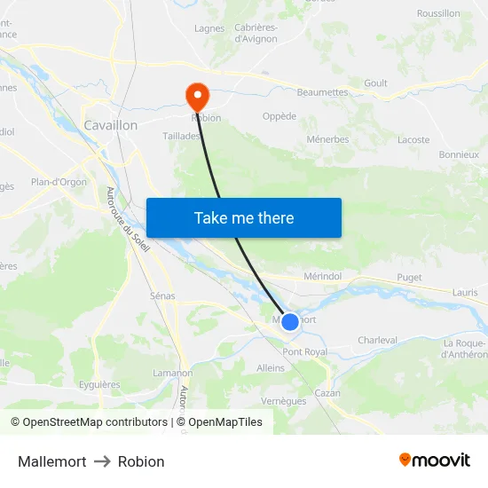 Mallemort to Robion map