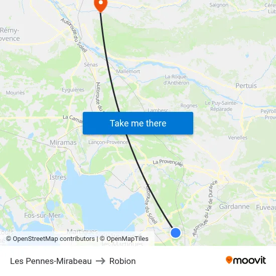 Les Pennes-Mirabeau to Robion map