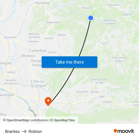 Brantes to Robion map
