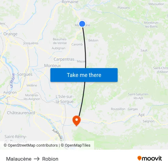 Malaucène to Robion map