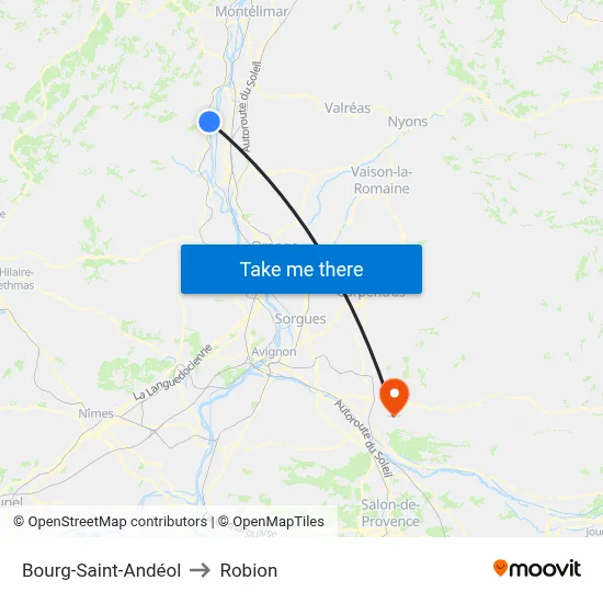 Bourg-Saint-Andéol to Robion map