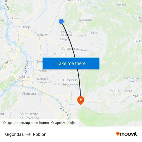 Gigondas to Robion map