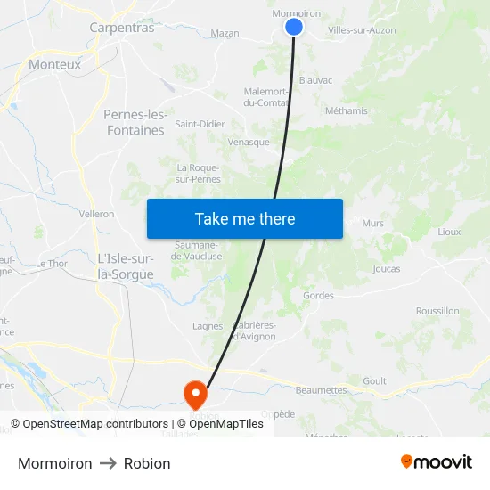 Mormoiron to Robion map