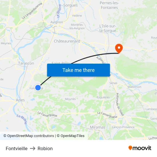 Fontvieille to Robion map