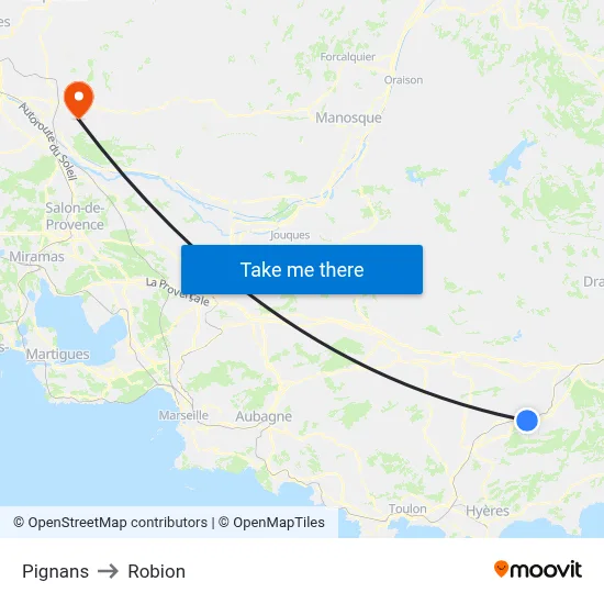 Pignans to Robion map