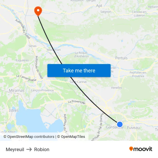 Meyreuil to Robion map