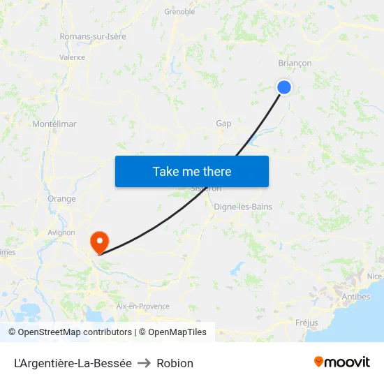 L'Argentière-La-Bessée to Robion map