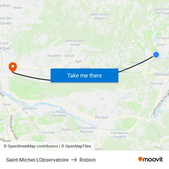 Saint-Michel-L'Observatoire to Robion map