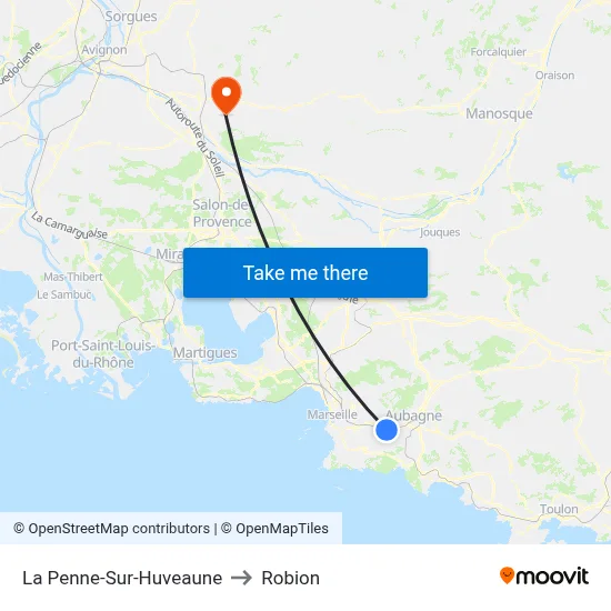 La Penne-Sur-Huveaune to Robion map